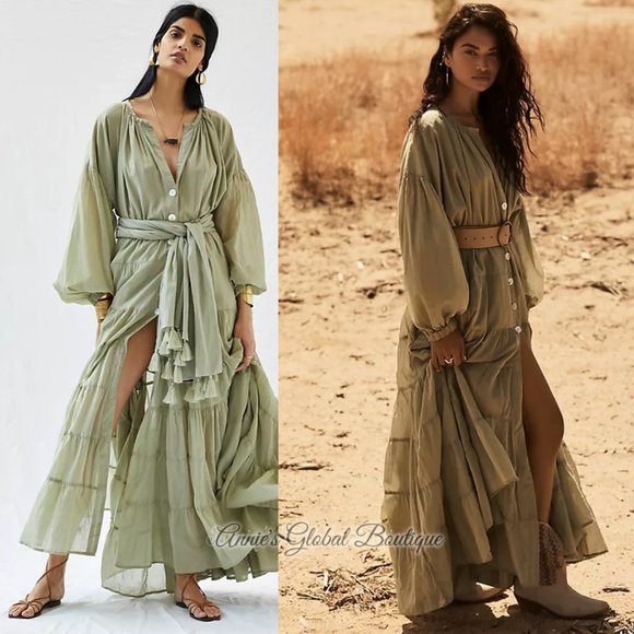 RARE NWT ANTHROPOLOGIE Erika Peña Ruffled Maxi Dress. One-Size - Picture 12 of 16